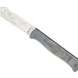 COUTEAU DE POCHE DOUK ACIER MANCHE METAL BRONZE 11 cm