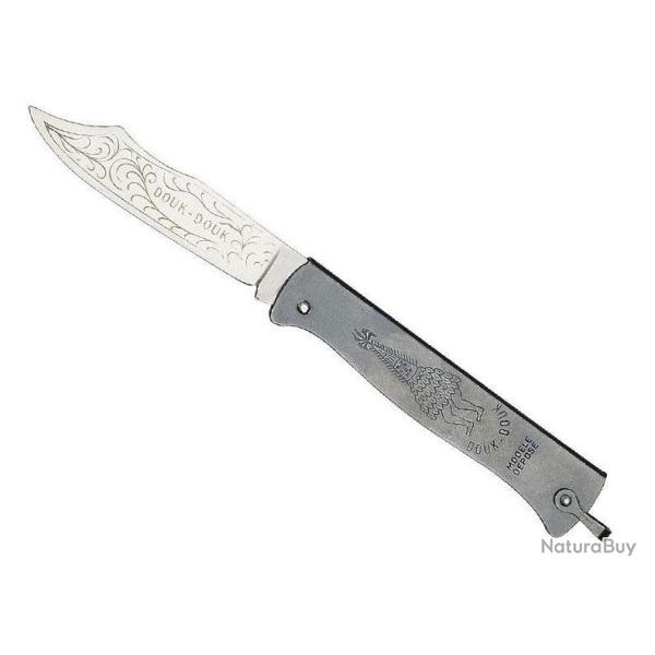 COUTEAU DE POCHE DOUK ACIER MANCHE METAL BRONZE 11 cm
