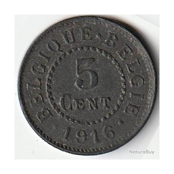 Pi�ce de Monnaie Belgique 5 centimes - Albert Ier - Occupation Allemande 1916 recherch�e