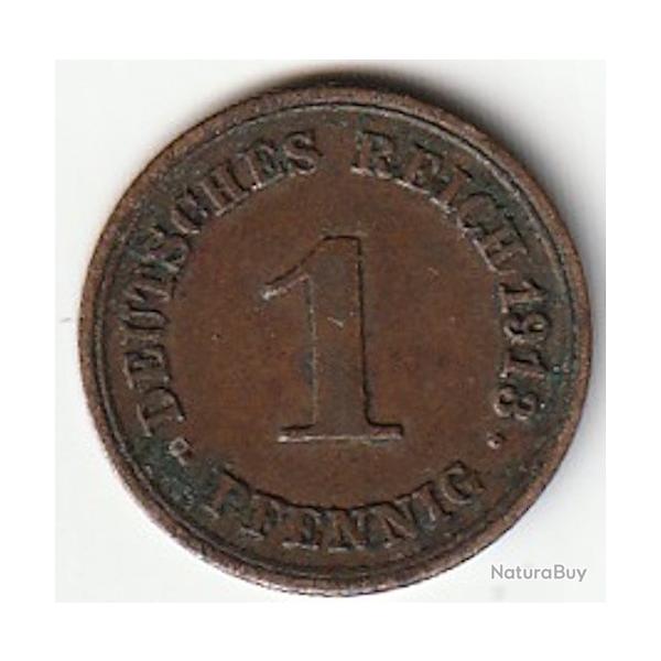 Pi�ce de Monnaie Allemagne 1 pfennig - Wilhelm II type 2 - grand aigle 1913 F
