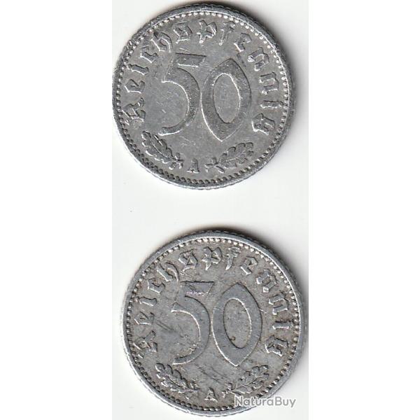 Pi�ce de Monnaie Allemagne Lot 50 reichspfennig 1940 A et 1942 A