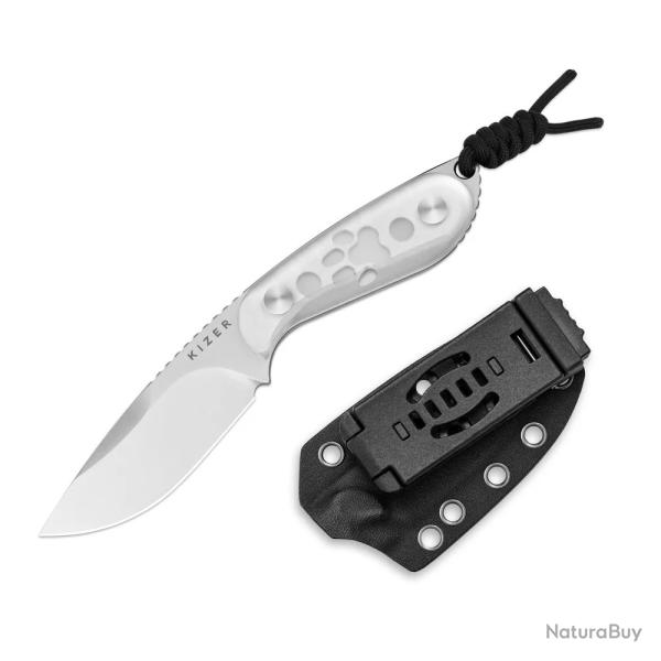Couteau Kizer ICE BUDDY Lame Drop Point Acier AEB-L Manche Acrylique Transparent Etui Kydex KI1081A4