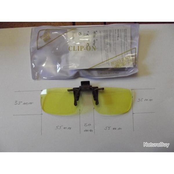BRADE - Clip surlunettes jaunes id�al p�che, tir, chasse, etc... NEUF. Dimensions sur photos