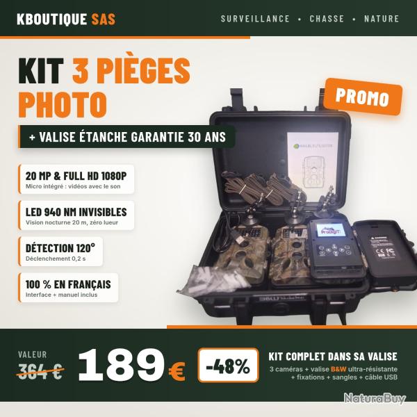 Destockage ! 3 Cam�ras 120� avec LED 940 nm Invisibles + Valise �tanche B&W