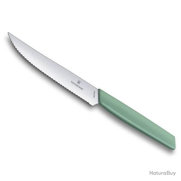 6.9006.12W41 Couteaux steak crants Victorinox Swiss Modern 12cm vert x6