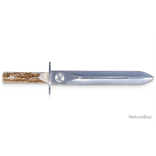 Poignard de chasse avec manche en corne et tui cuir