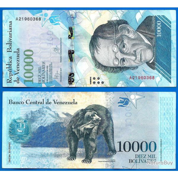 Venezuela 10000 Bolivares 2016 Billet Serie A Rodriguez Ours