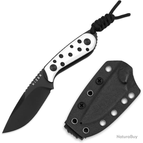 Couteau Kizer ICE BUDDY Lame Drop Point Acier Nitro-V Manche G10 Black & White Etui Kydex KI1081A3 -