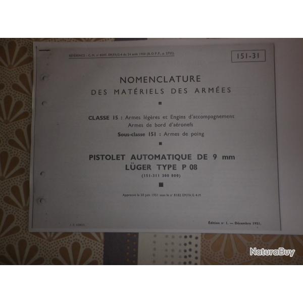 livre, photocopie catalogue luger P08