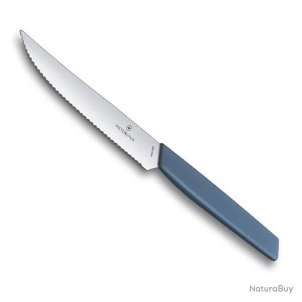 6.9006.12W2 Couteaux steak crants Victorinox Swiss Modern 12cm bleuet x6