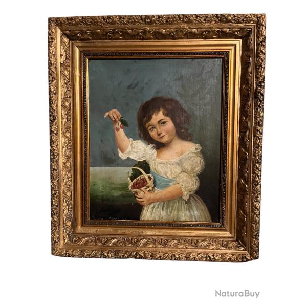 John Russel petite fille  la cerise huile sur toile