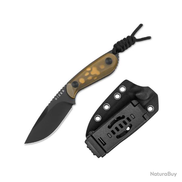 Couteau Kizer ICE BUDDY Lame Drop Point Acier Nitro-V Manche PEI Yellow Etui Kydex KI1081A1