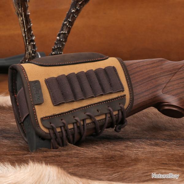 Repose-joue en toile et cuir couvercle r�glable pour crosse . LIVRAISON GRATUITE