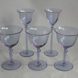 5 Verres cristal améthyste Moser