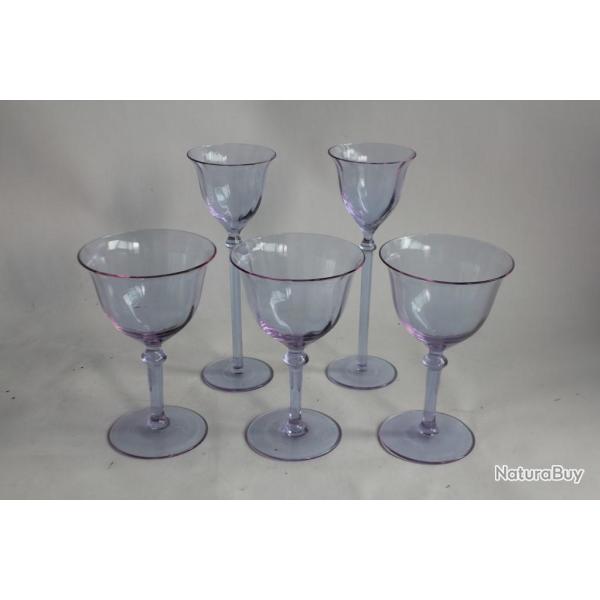 5 Verres cristal am�thyste Moser