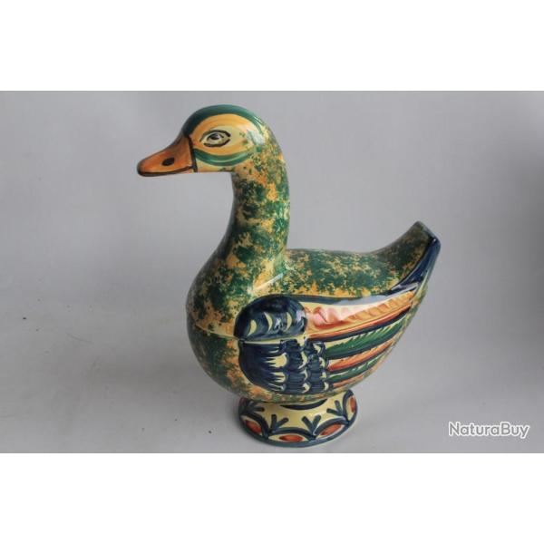 Boite Bonbonni�re figurative Canard Fa�ence HB Quimper 702