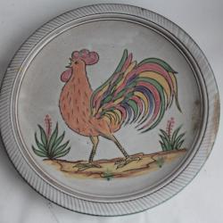 Plat céramique émaillée Coq Vallauris