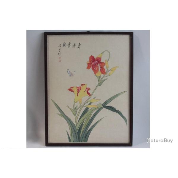 Peinture sur soie Fleur de Lys Chine