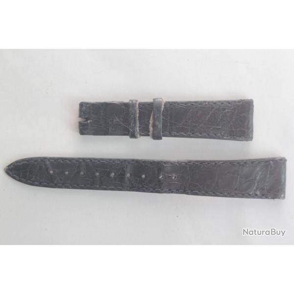 PATEK PHILIPPE Bracelet montre cuir noir 17/13 mm