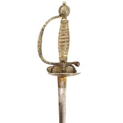 &Eacute;P&Eacute;E DE VILLE OU DE COUR &Agrave; LA MOUSQUETAIRE EN VERMEIL POINCON DE LYON 1762 &Agrave; 1780 - FRANCE ANCIENNE 