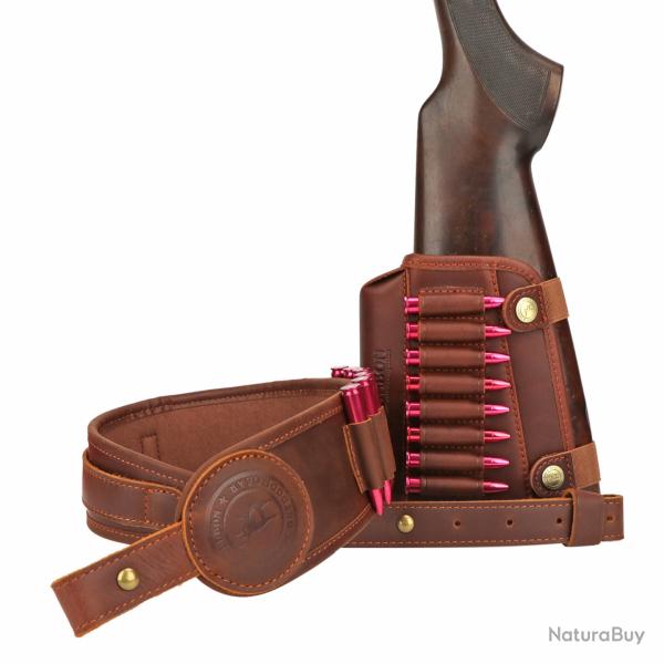 Tourbon-Support de crosse de fusil en cuir Sangles r�glables avec fermeture LIVRAISON GRATUITE