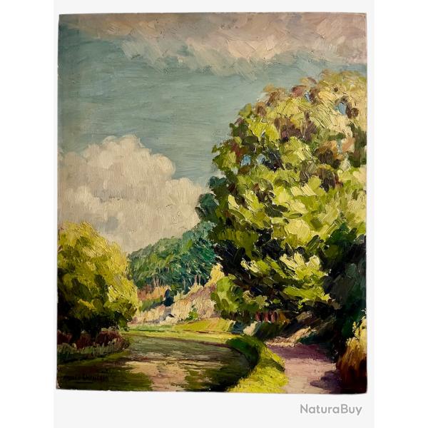 Andr�e Chameron  huile sur toile paysage de l'Yonne