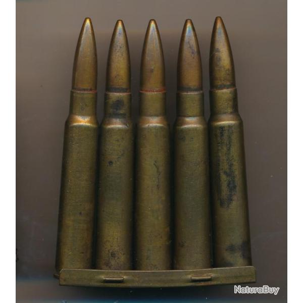 (5934) RARE CLIP DE 5  CARTOUCHES  7,7x57 ARISAKA WW2 JAPON 7,7x57 SR WW2
