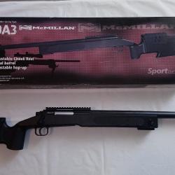 Fusil Sniper ASG McMillan M40A3 Spring + lunette de pr&eacute;cision + tr&eacute;pieds m&eacute;tal