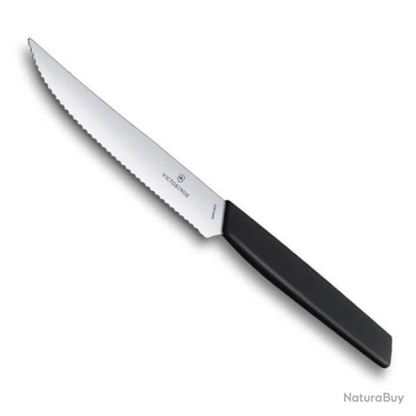 6.9003.12W Couteaux steak crants Victorinox Swiss Modern 12cm noir x6