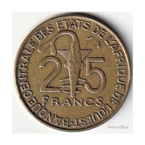 Pi�ce de Monnaie �tats de l'Afrique de l'Ouest 25 Francs 1976