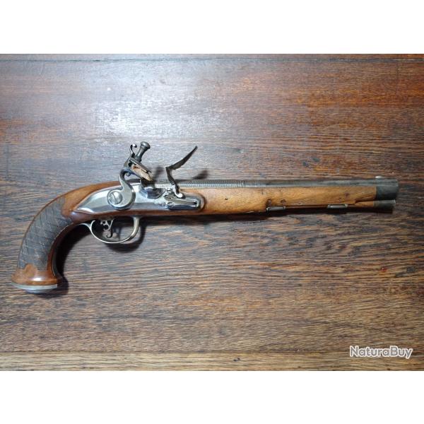 Beau pistolet  silex espagnol officier - Esquibel Madrid - vers 1800 Napolon 1er empire - TBE