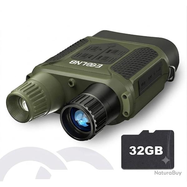 Jumelles Vision Nocturne Num�rique 400m �cran 4" Zoom 7x IR 850 nm Photo Vid�o HD SD32 Go Piles AA