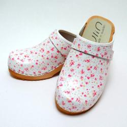Sabots femme su&eacute;dois bois et cuir liberty rose Liberty rose
