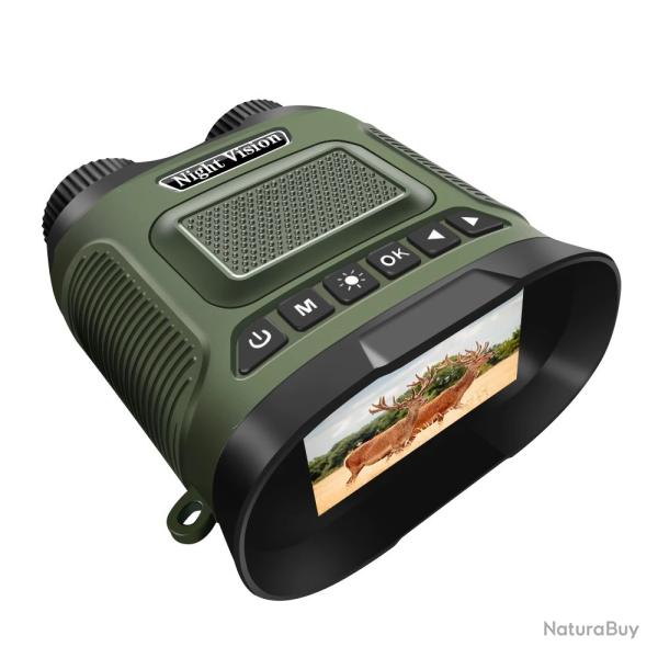 Jumelles Vision Nocturne HD Ecran 2.5K Vid�o Zoom  IR 300m Photo 40MP Batterie Etanche SD 64G Vert