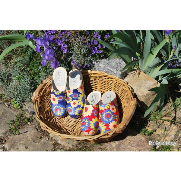 Sabot femme su�dois bois et cuir liberty vernis cuir vernis marine