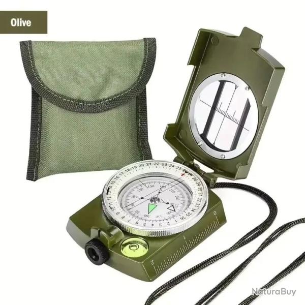 Boussole Militaire + Clinom�tre Etanche Anti-Choc Vis�e Optique Fluorescente Randonn�e camping Vert