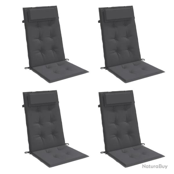 Lot de 4 coussins anthracite dossier haut en tissu Oxford 120x50 cm extrieur