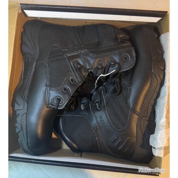 Bottes tactiques DELTA cuir & Cordura, taille 45, neuves - fermeture zip, noires