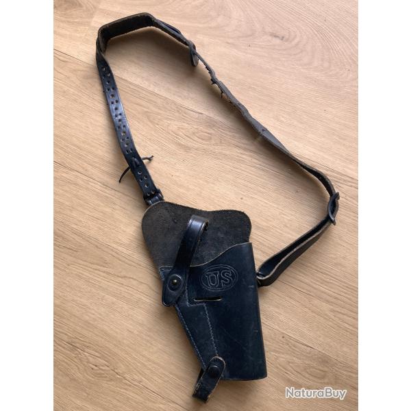holster d'�paule en cuir noir pour colt 45