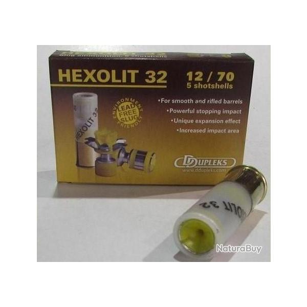 Boite de 5 cartouches DDUPLEKS Hexolit 32 cal 12/70, balle de 32grs