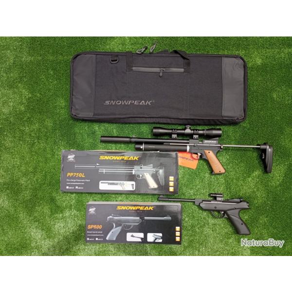 PACK COMBIN-3 ! Pistolet Snowp. PP750L C.5,5 mm + Lunette 4x32 + Sac + Pistolet- Laser SP500 4,5 mm