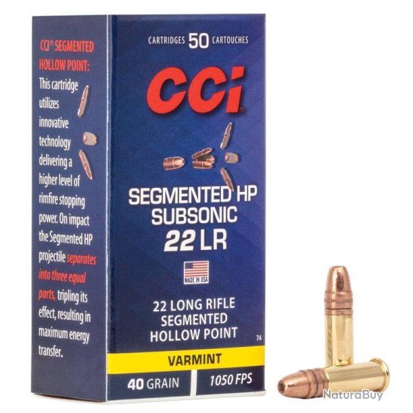 CARTOUCHES 22LR CCI VARMINT HOLLOW POINT SEGMENTED X50