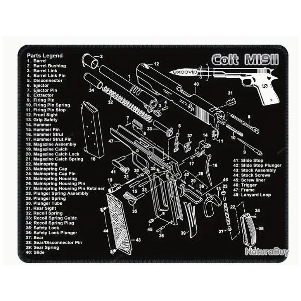 Tapis de nettoyage didactique colt 1911