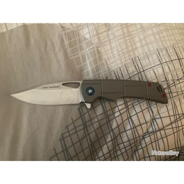 VEND COUTEAU BOKER PLUS P-51 DAMASCUS STEVE KELLY DESIGN.