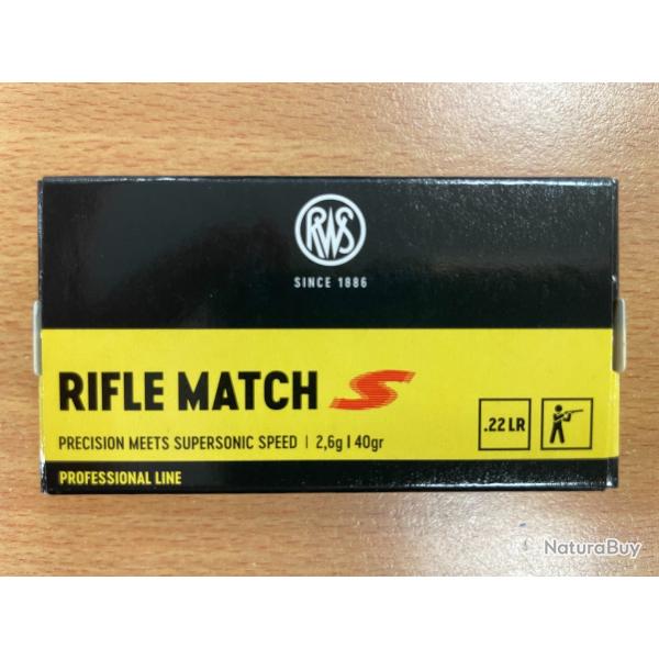 RWS CAL 22LR RIFLE MATCH S  40 GR BTE DE 50 BALLES VENDU PAR 5 BOITES FRAIS DE PORT OFFERT