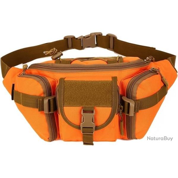 Sac Banane Tactique Militaire Rsistant Ceinture pour Chasse Randonne Cyclisme Pche camping Orange