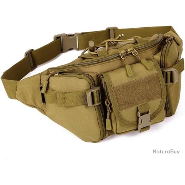 Sac Banane Tactique Militaire Rsistant Ceinture pour Chasse Randonne Cyclisme Pche camping Marron