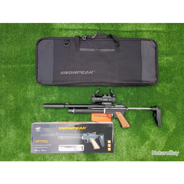 PACK COMBIN-5 ! Pistolet Snowpeak PP750L 4,5mm + Lunette POINT ROUGE 2X40  -Couleur vert/rouge