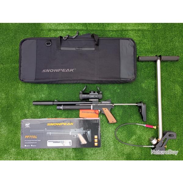 PACK COMBIN-6 ! Pistolet Snowpeak PP750L 5,5mm + Lunette POINT ROUGE 2X40 Vert-Rouge + Pompe Pcp