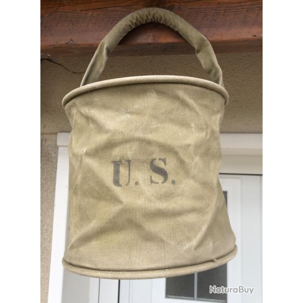 Seau/vache � eau en toile original US WW2 pour jeep